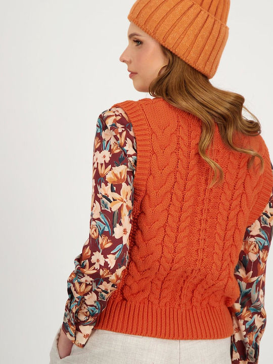 Axel Women's Sleeveless Sweater Cotton Orange