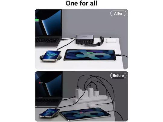 Ugreen Charging Station GaN with 2 USB-A Ports and 4 USB-C Ports 200W Power Delivery / Quick Charge 2.0 in Black (Nexode GaN CD271)