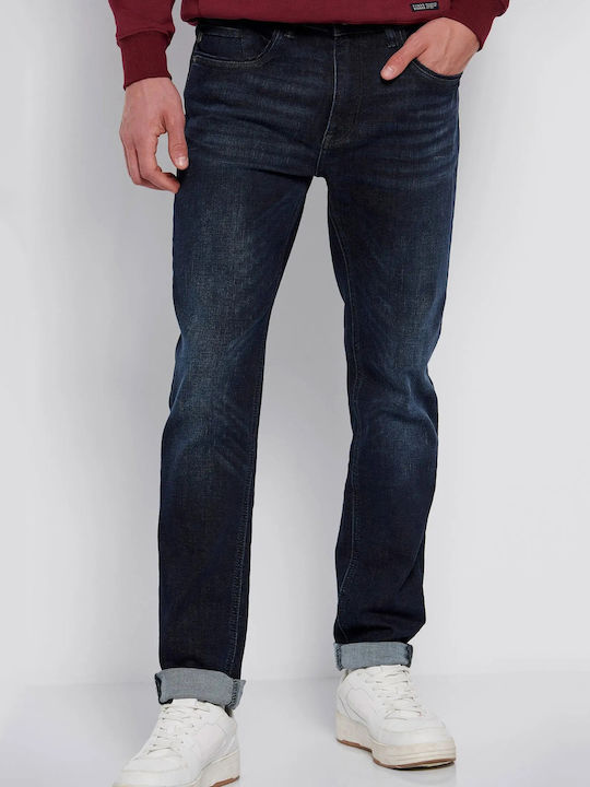 Men's Jeans Pants Elastic with Slim Fit Dk Blue