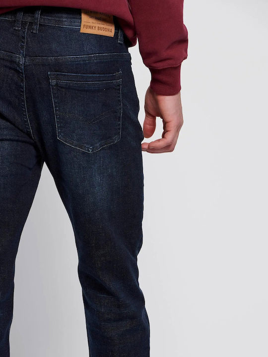 Men's Jeans Pants Elastic with Slim Fit Dk Blue