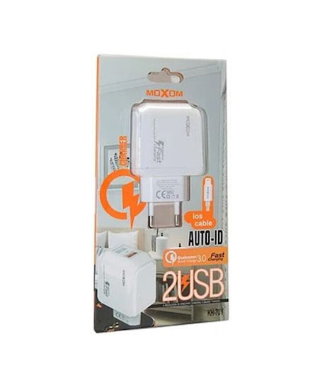 Moxom Charger with 2 USB-A Ports and Cable Lightning Whites (KH-70Y )