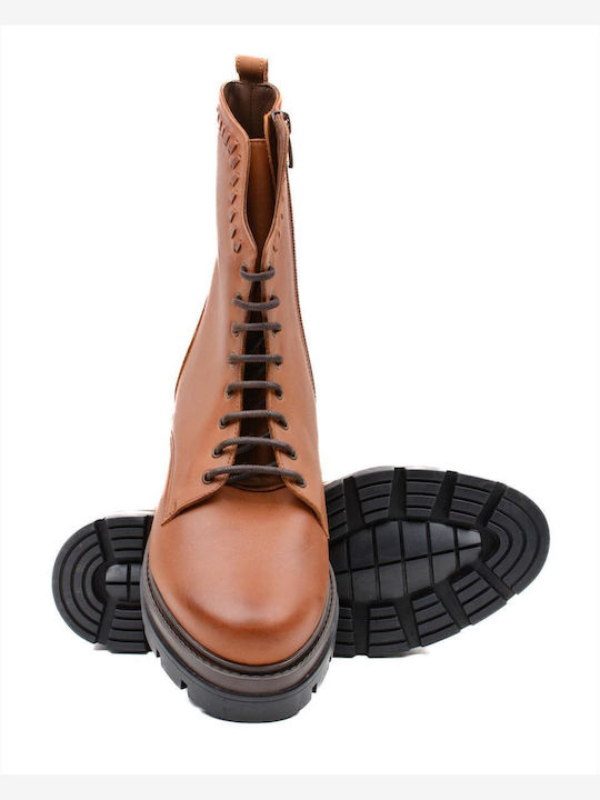 Leather Women's Ankle Boots Tabac Brown
