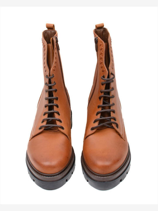 Leather Women's Ankle Boots Tabac Brown