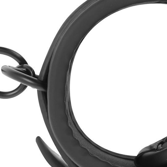 Fetish Submissive Leather Handcuffs Χειροπέδες σε Μαύρο Χρώμα