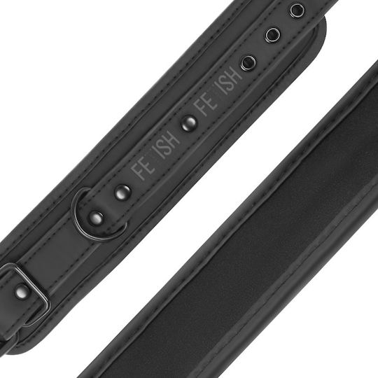 Fetish Submissive Leather Handcuffs Χειροπέδες σε Μαύρο Χρώμα