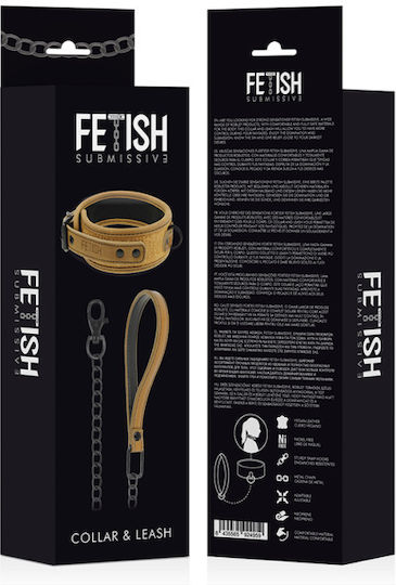 Fetish Submissive Collar With Leash Halsband in Braun Farbe
