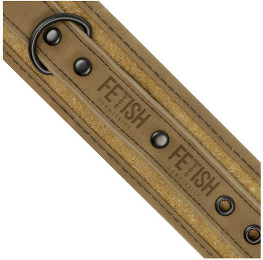 Fetish Submissive Origin Handcuffs Vegan Leather Χειροπέδες σε Καφέ Χρώμα