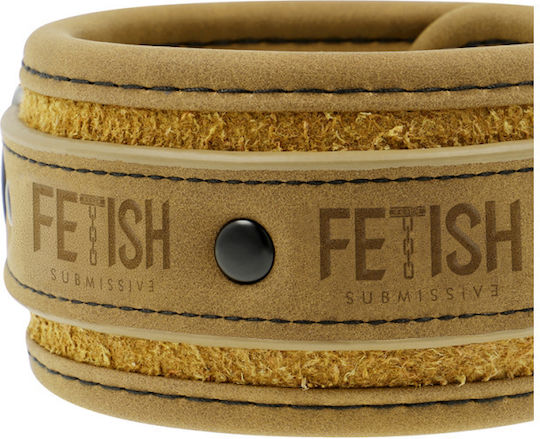 Fetish Submissive Origin Handcuffs Vegan Leather Χειροπέδες σε Καφέ Χρώμα