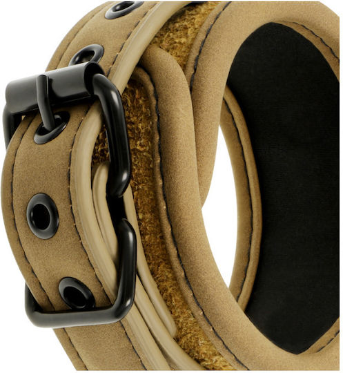 Fetish Submissive Origin Handcuffs Vegan Leather Χειροπέδες σε Καφέ Χρώμα