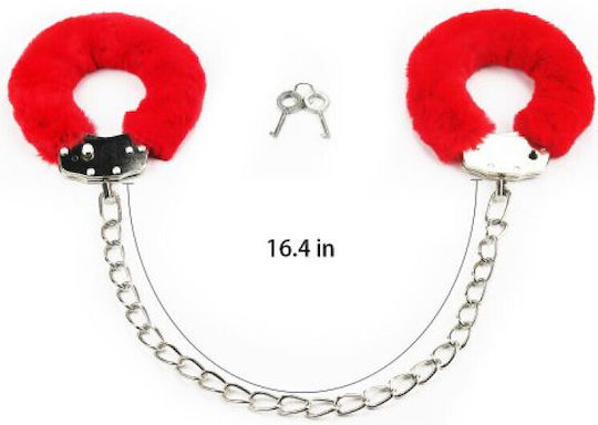 Lovetoy Fetish Pleasure Fluffy Hand Cuffs Χειροπέδες σε Κόκκινο Χρώμα