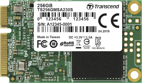 Transcend 230s SSD 256GB Тип mSATA с Връзка SATA III TS256GMSA230S
