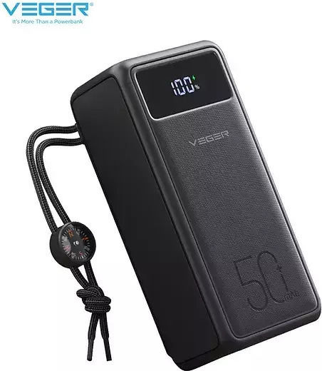 Veger Tank Lite Power Bank 50000mAh 22.5W με 3 Θύρες USB-A και Θύρα USB-C Power Delivery Μαύρο