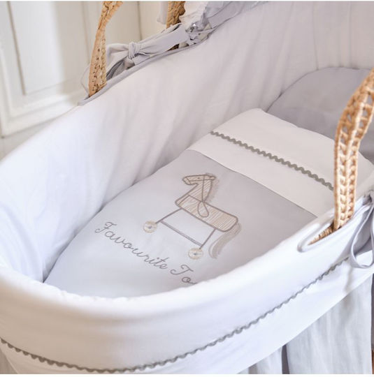 Funna Baby Moses Basket with Stand & Canopy Gray