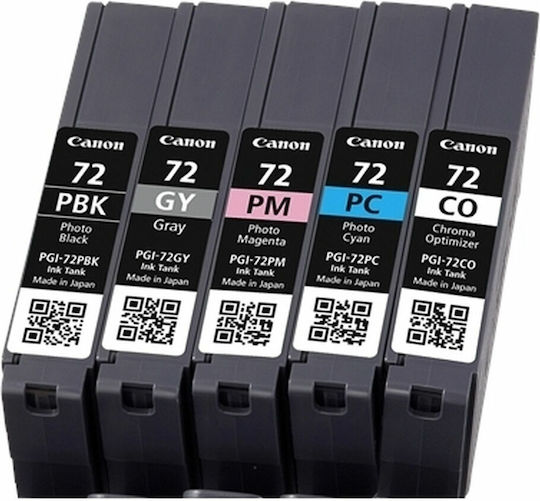 Canon PGI-72 Original Pack of 5 InkJet Printer Inks Photo Blue / Photo Magenta / Photo Black / Gray / Chroma Optimizer (6403B007)
