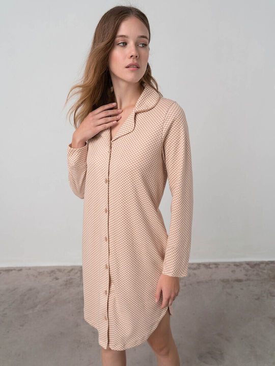 Vamp Sommer Damen Nachthemd Braun