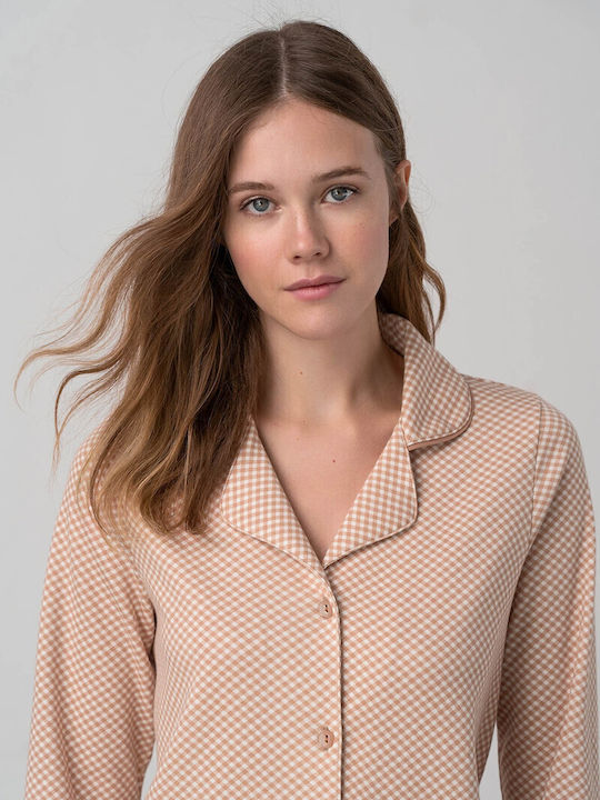 Vamp Sommer Damen Nachthemd Braun
