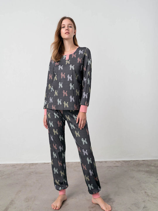 Vamp Winter Damen Pyjama-Set Gray