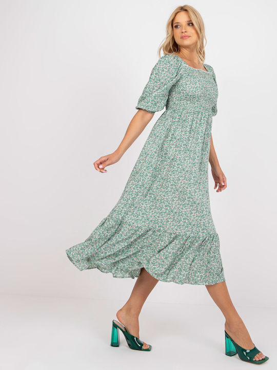 Rue Paris Sommer Midi Kleid Grün