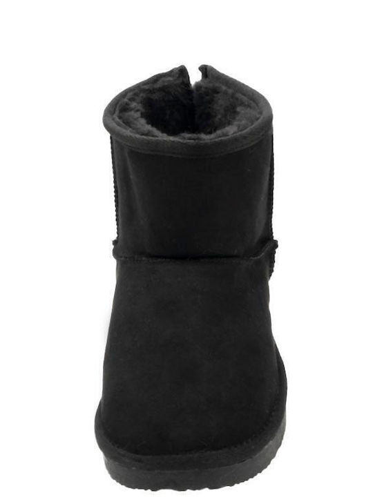 Suede Kids Boots with Zipper Black
