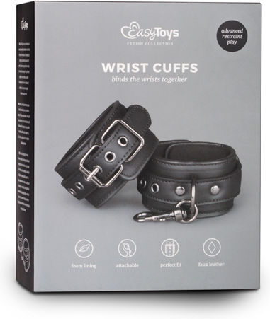 Easytoys Leather Handcuffs Χειροπέδες σε Μαύρο Χρώμα