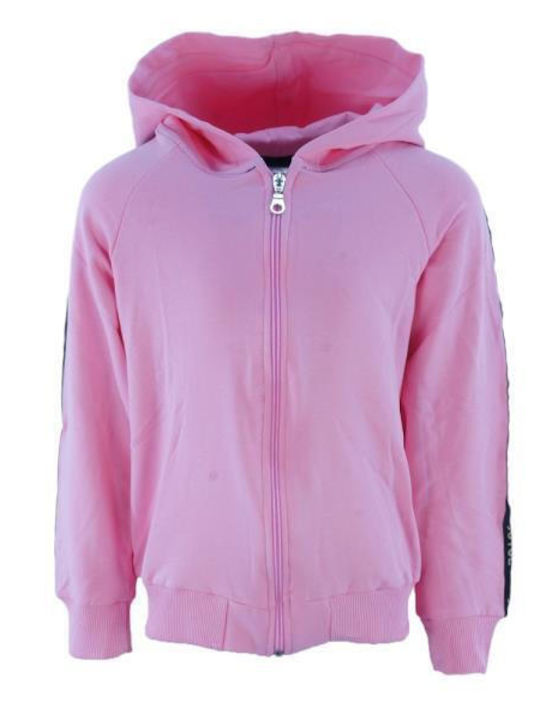 Joyce Girls Cotton Hooded Sweatshirt with Zipper Pink