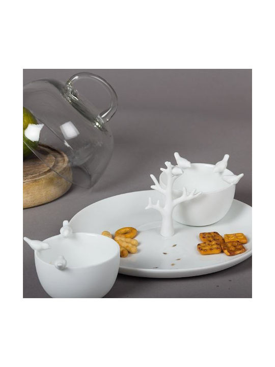 Raeder Birds Servierschüssel Rund aus Porzellan White mit Durchmesser 9cm