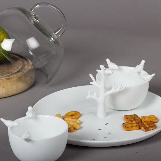 Raeder Birds Servierschüssel Rund aus Porzellan White mit Durchmesser 9cm