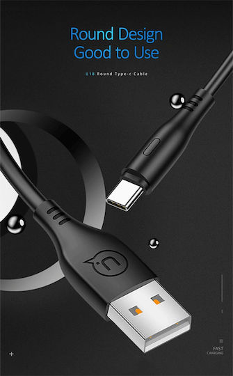 Usams US-SJ267 USB 2.0 Cable USB-C Male - USB-A 10W Black 1m SJ267USB01