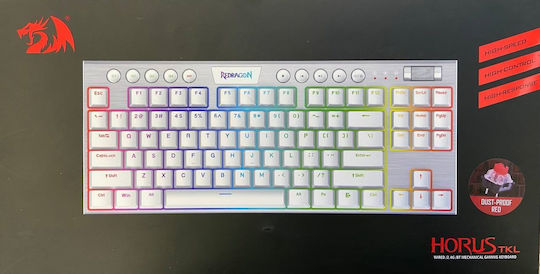 Redragon K621 Horus Gaming Mechanical Keyboard Tenkeyless with Custom Red switches and RGB lighting (English US) White