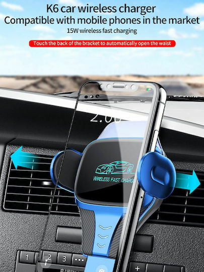 Remax K6S Βάση Κινητού Αυτοκινήτου με Ρυθμιζόμενα Άγκιστρα και Ασύρματη Φόρτιση Χρυσή