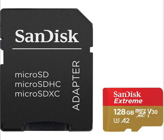 Sandisk Extreme microSDXC 128GB U3 V30 A2 UHS-I 190MB/s с адаптер