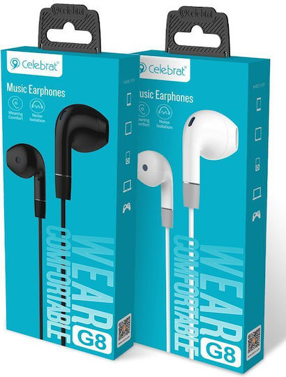 Celebrat G8 Earbuds Handsfree με Βύσμα 3.5mm Μαύρο