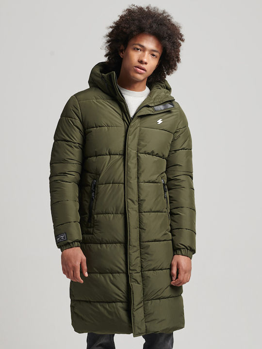 Longline Winter Jacket Puffer Dark Moss