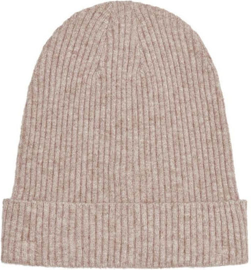 Zenna Beanie Beanie with Rib Knit in Beige color
