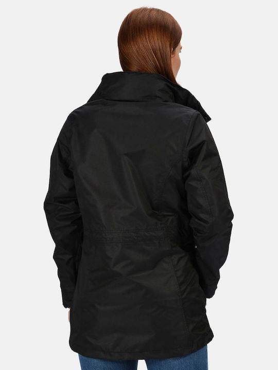 Regatta Benson III TRA148 Women's Short Lifestyle Jacket Waterproof for Winter with Hood Black