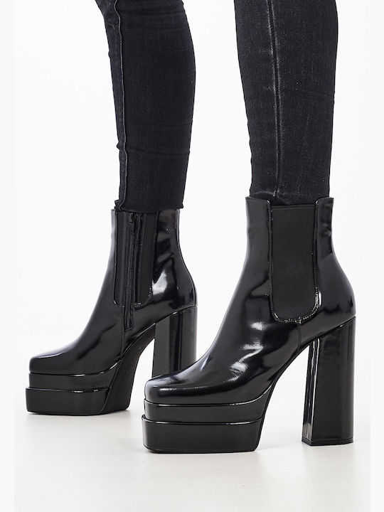 Kickin Leather Women's Chelsea Boots with High Heel Black