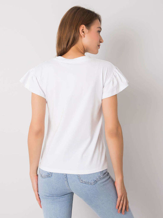 Rue Paris Women's Blouse Cotton Short Sleeve White