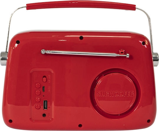 Madison Freesound VR40 Retro Tabletop Radio Rechargeable with Bluetooth Red