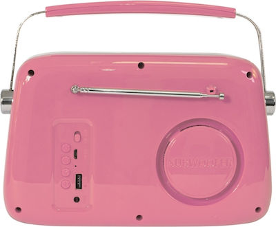 Madison Freesound VR40 Retro Tabletop Radio Rechargeable with Bluetooth Pink