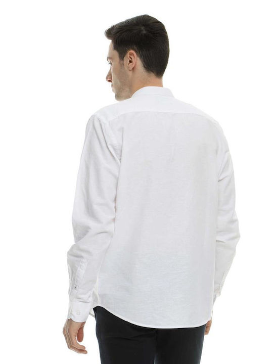 Double Men's Shirt Long Sleeve Cotton White