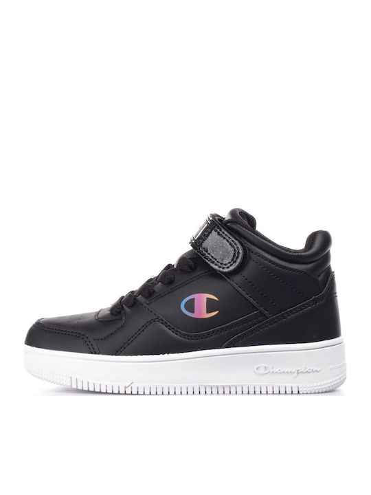 Rebound Vintage MID Kids Sports Shoes Basketball with Hoop & Loop Closure Black
