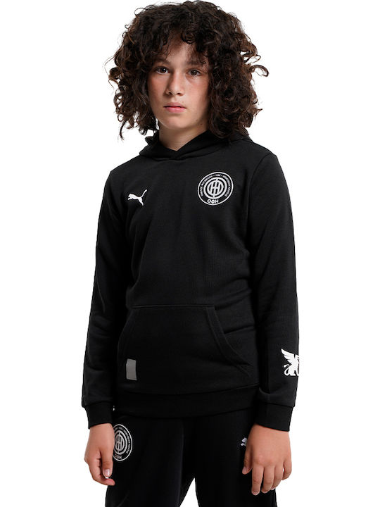 Kinder-Sweatshirt mit Kapuze und Taschen Schwarz
