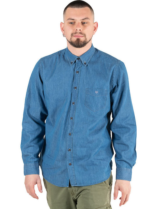 Long-sleeved Denim Shirt Light Blue