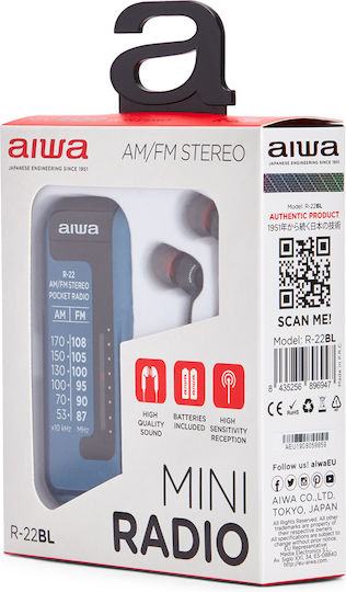 Aiwa R-22BL Ραδιοφωνάκι Μπαταρίας Μπλε
