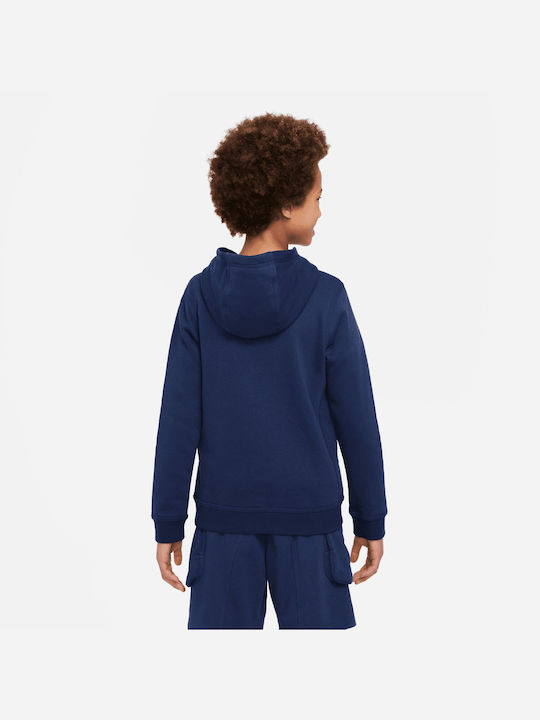 Nike Fleece Kinder Sweatshirt mit Kapuze und Taschen Blau