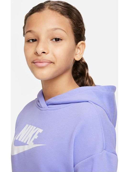 Παιδικό Φούτερ Cropped με Κουκούλα Λιλά Sportswear Club