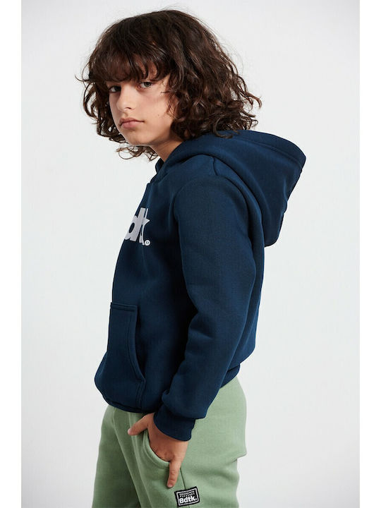 Fleece Παιδικό Φούτερ με Κουκούλα και Τσέπες Μπλε