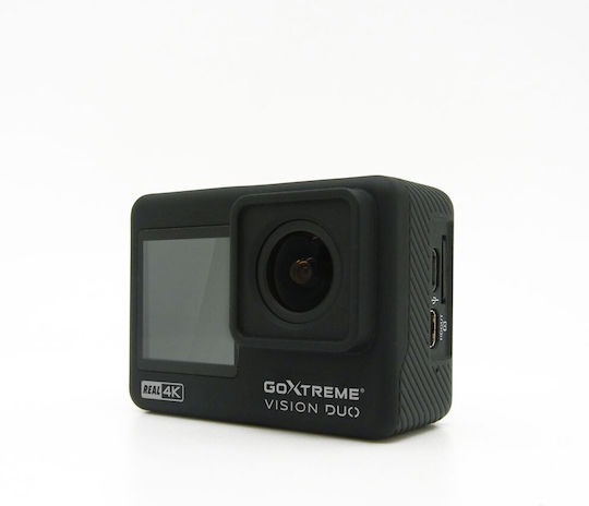 EasyPix GoXtreme Vision DUO Action Camera 4K Ultra HD Υποβρύχια (με Θήκη) με Οθόνη Αφής 2" και Wi-Fi Μαύρη