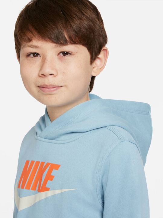 Fleece Kids Sweatshirt with Hood and Pockets Light Blue