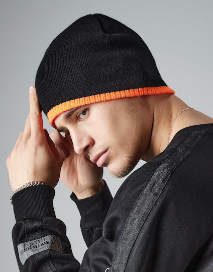 B44C Beanie Căciulă Pentru Bărbați Negru/Portocaliu